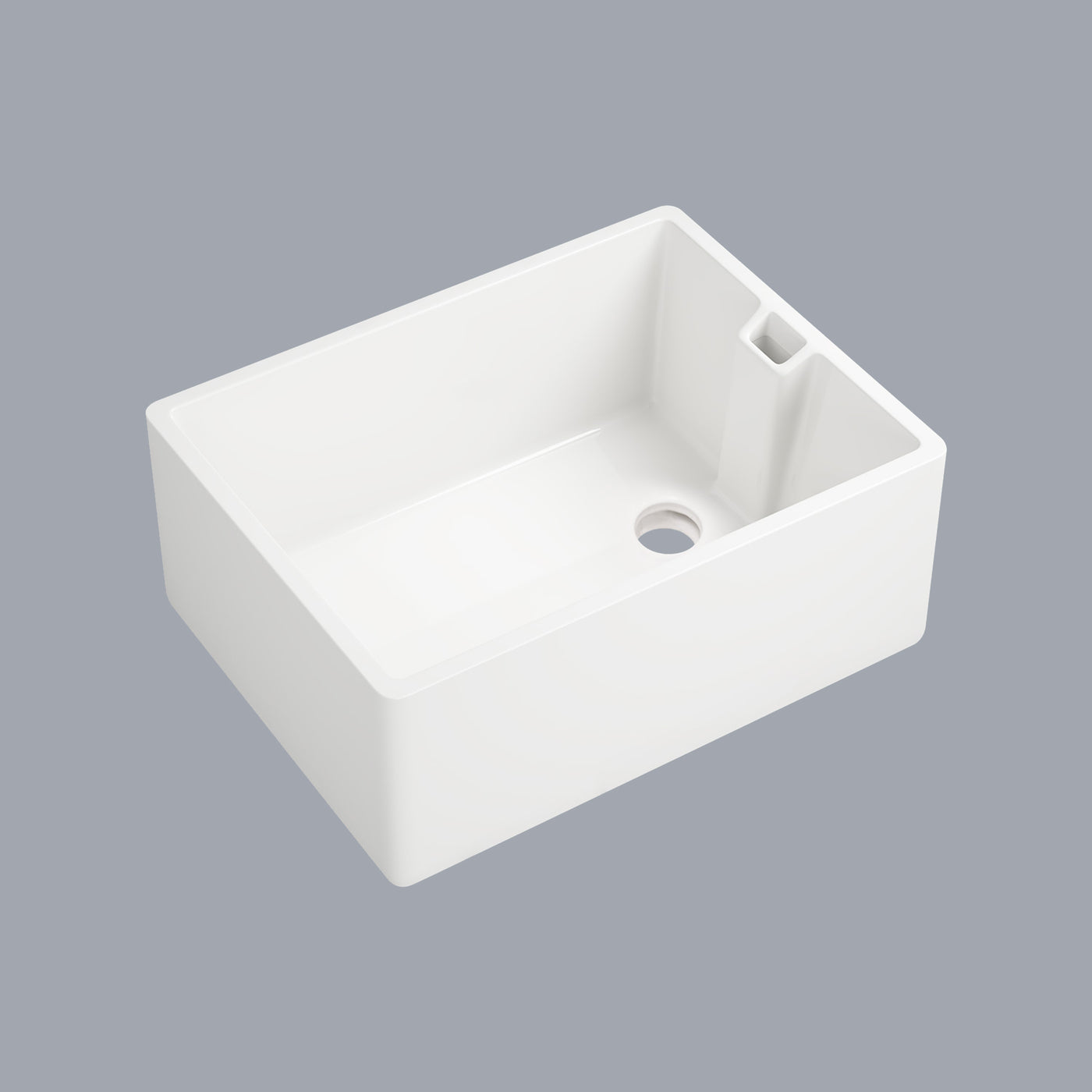 White Ceramic Single Bowl Kitchen Sink 23.6" L x 18" W