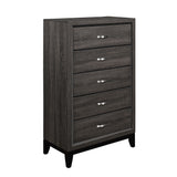Gray Finish Chest of Drawers with Chrome Pulls Bedroom