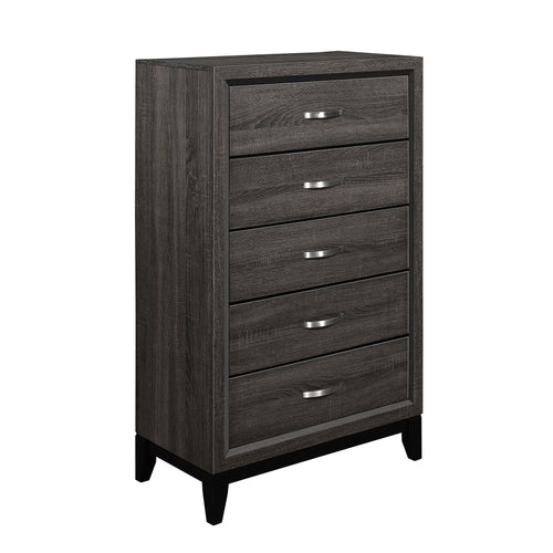 Gray Finish Chest of Drawers with Chrome Pulls Bedroom