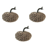 Set of 3 Chenille Weighted Pumpkins Dark Brown Fall Harvest Decor