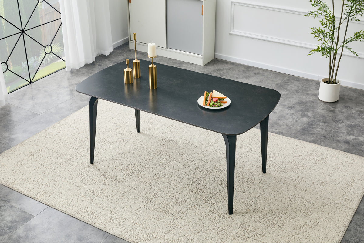 Stone Dining Table Dark Gray