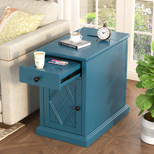 Living Room End Table with USB Ports and Storage
