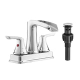 Chrome 4 Inch Centerset Waterfall Bathroom Faucet 2 Handle