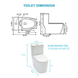 Ceramic One Piece Toilet for Bathroom, 12-inch Rough-In, 1.1/1.6 GPF