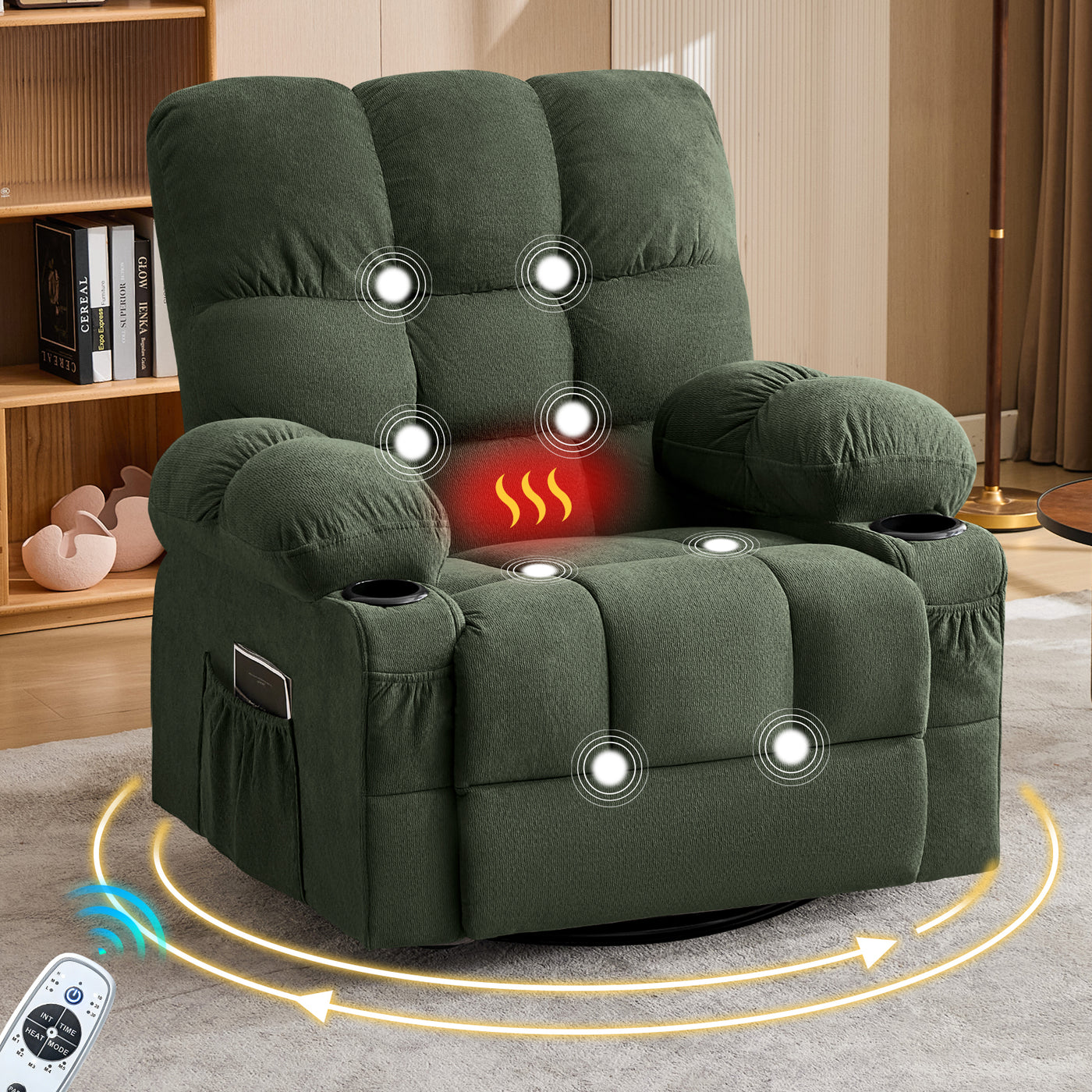 Massage Recliner Chair with Heat & Vibration, 350lb Capacity