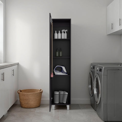 Tall Freestanding Storage Cabinet Single Door 4 Shelves