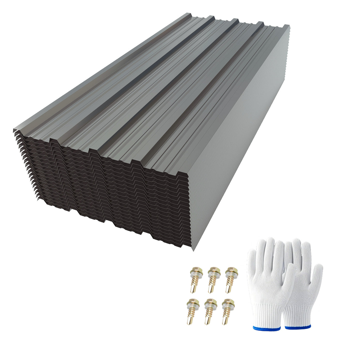 Grey Corrugated Galvanized Metal Roofing Panels 42.52" x 18.90" 20pc