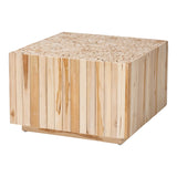 Bohemian Natural Teak Wood Coffee Table with Unique Repurposed Wood Logs