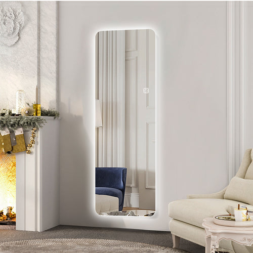 65x22inch Full Body Mirror with Lights Full length mirror wall hanging type Suitable for bedrooms, dimming and 3 color lighting