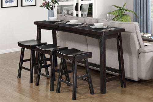 Counter Height Dining Set 4-Piece Black Rubberwood