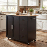 Mobile Kitchen Cart with Storage, 39.76'' Rolling Kitchen Island with 2 Doors