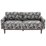 Modern Style Loveseat Sofa 75.75' 2-Seater with Spacious Seating Area in Green Polyester Upholstery and Brown Rubber Wood Legs