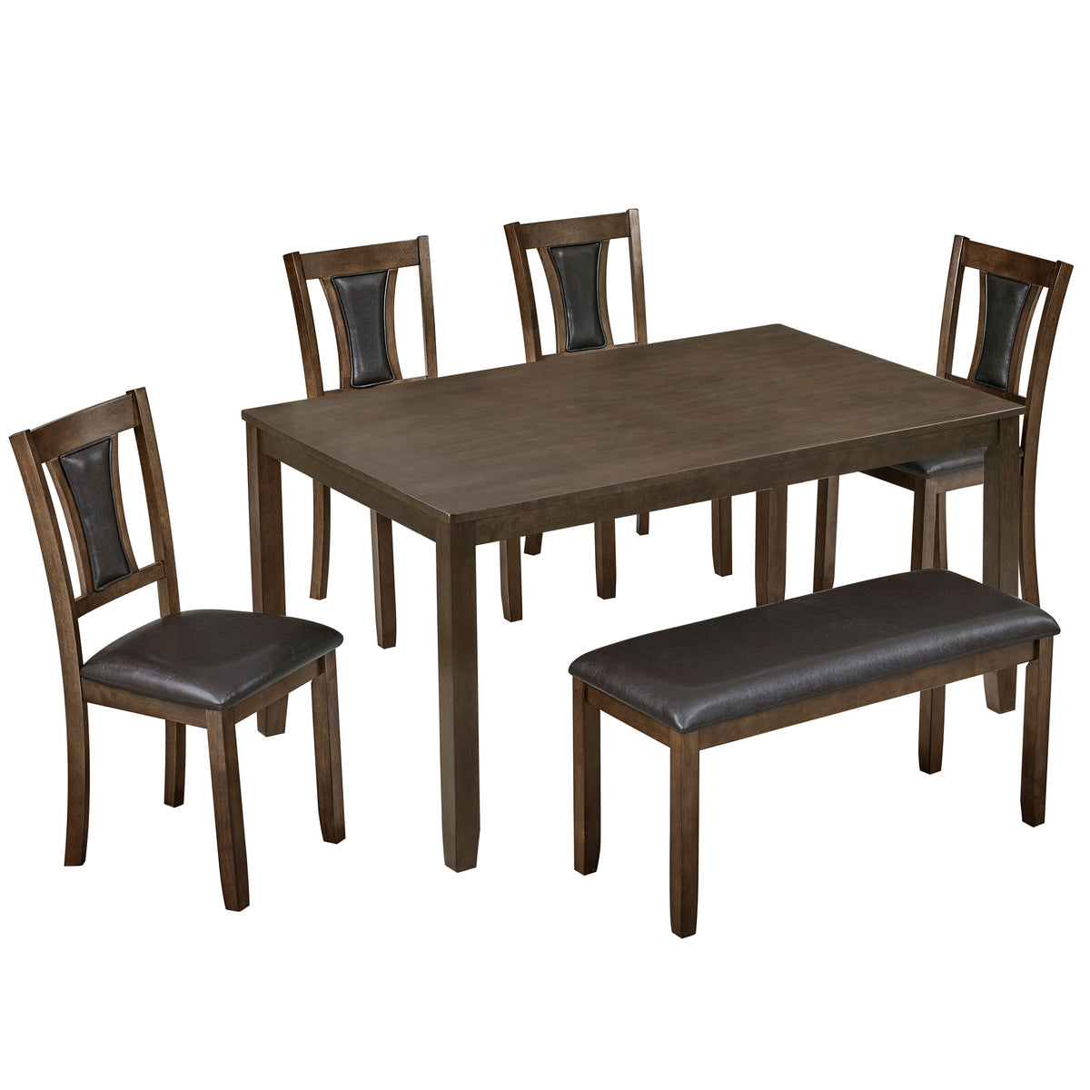 Wood Dining Set Walnut