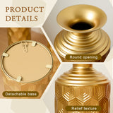 3-Piece Modern Gold Metal Floor Vase Set, Hexagon Textured