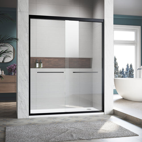 Sliding Shower Glass Door 56-60 in. W x 72 in. H, Adjustable Semi Frameless S