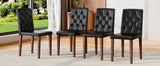 Set of 4 Metal Dining Chair Black/Walnut