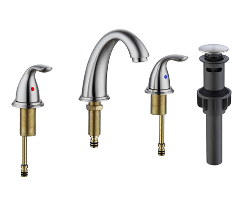 Brushed Nickel Waterfall 3-Hole Bathroom Faucet 8-Inch