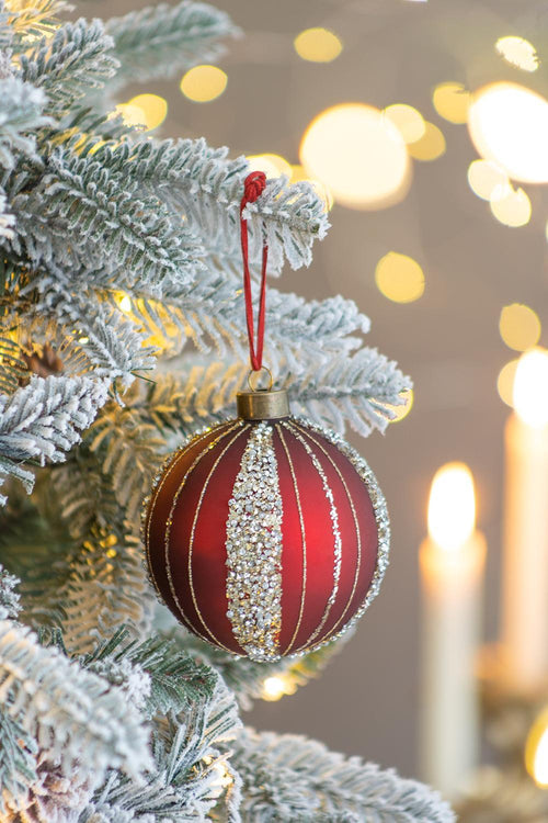 3.9" Glass Christmas Ball Ornaments, Set of 6