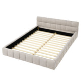 Queen Upholstered Platform Bed Beige