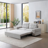 Sofa Bed 3-in-1 Linen Gray Pull-Out Chaise Recliner Armchair 164 LB