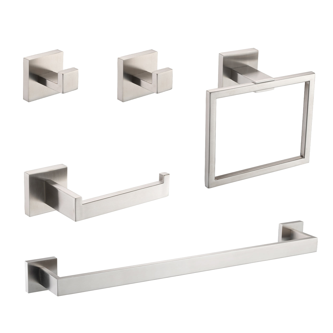 5-Piece SUS304 Bathroom Hardware Set - Towel Bar, Ring, Hooks
