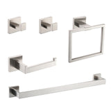 5-Piece SUS304 Bathroom Hardware Set - Towel Bar, Ring, Hooks