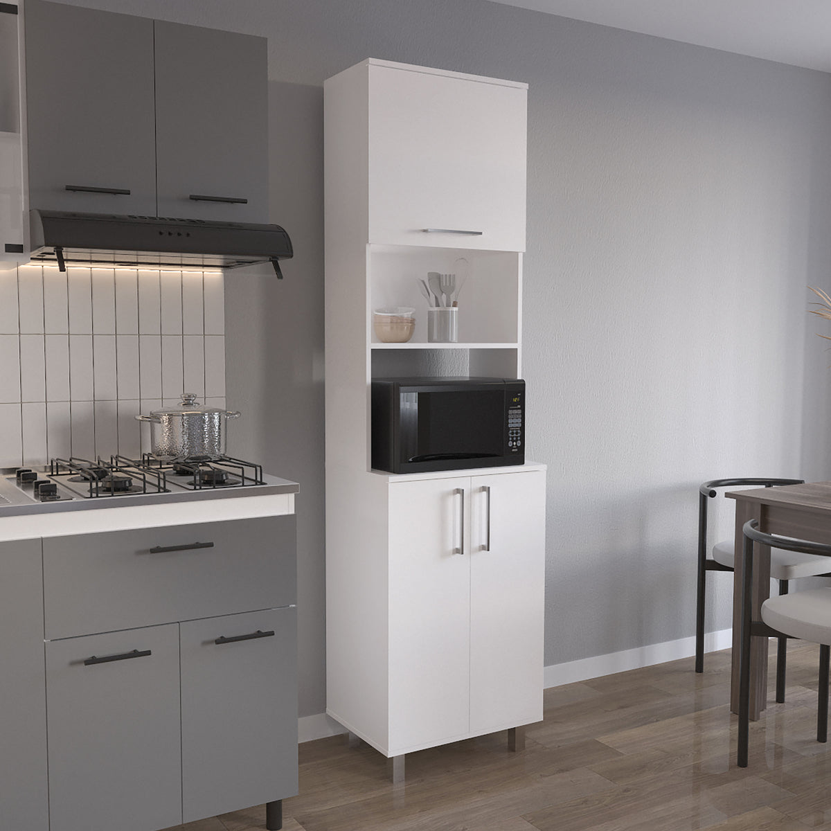 Bombona 80" High Double Cabinet Kitchen Pantry, Storage Cabinet