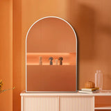 20x30 Silver Metal Framed Arched Bathroom Mirror for Wall