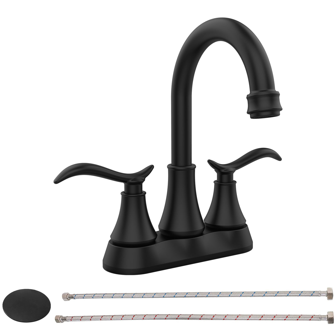 Matt Black 2-Handle 360 Degree High Arc Bathroom Sink Faucet