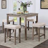 Counter Height Dining Set Gray Table 4 Beige Stools