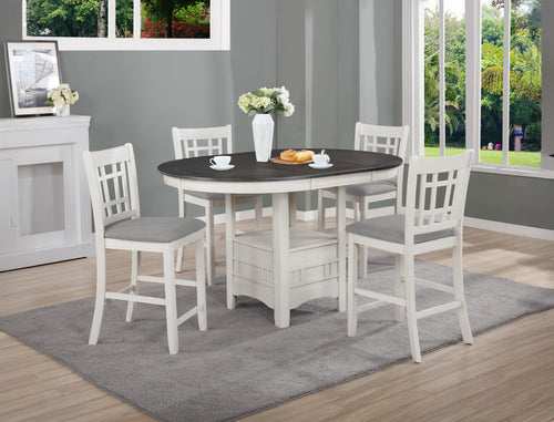 5-Piece Counter Height Dining Set Light Gray Fabric