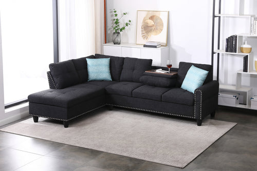 L-Shaped Rivet Trimmed Sectional Sofa 2-Piece