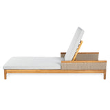 Chaise Lounge Acacia Wood Wicker Gray Cushion 4 Position 76.77in