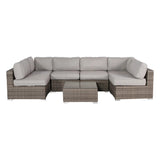 Outdoor Patio Set HDPE Wicker Gray Mix 7 Piece L-Shape Seats 4