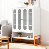 White Metal Double Door Shoe Cabinet 31.49"x13.77"x46.45