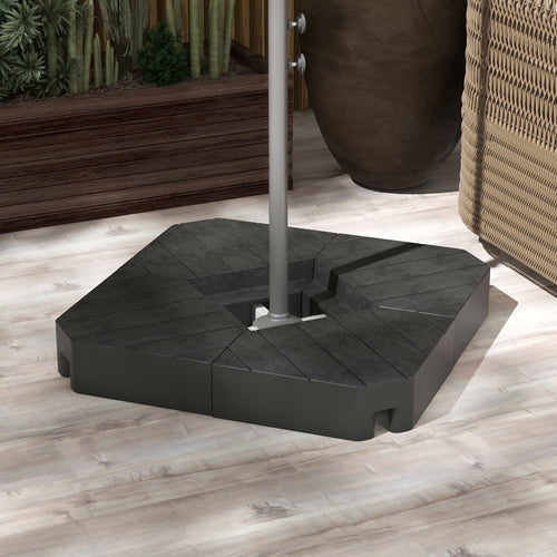 Patio Umbrella Base Cantilever Fillable HDPE 4 Piece 176 LB Wood Grain