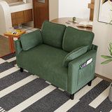 48" Soft Corduroy Loveseat Couch with Storage Pocket