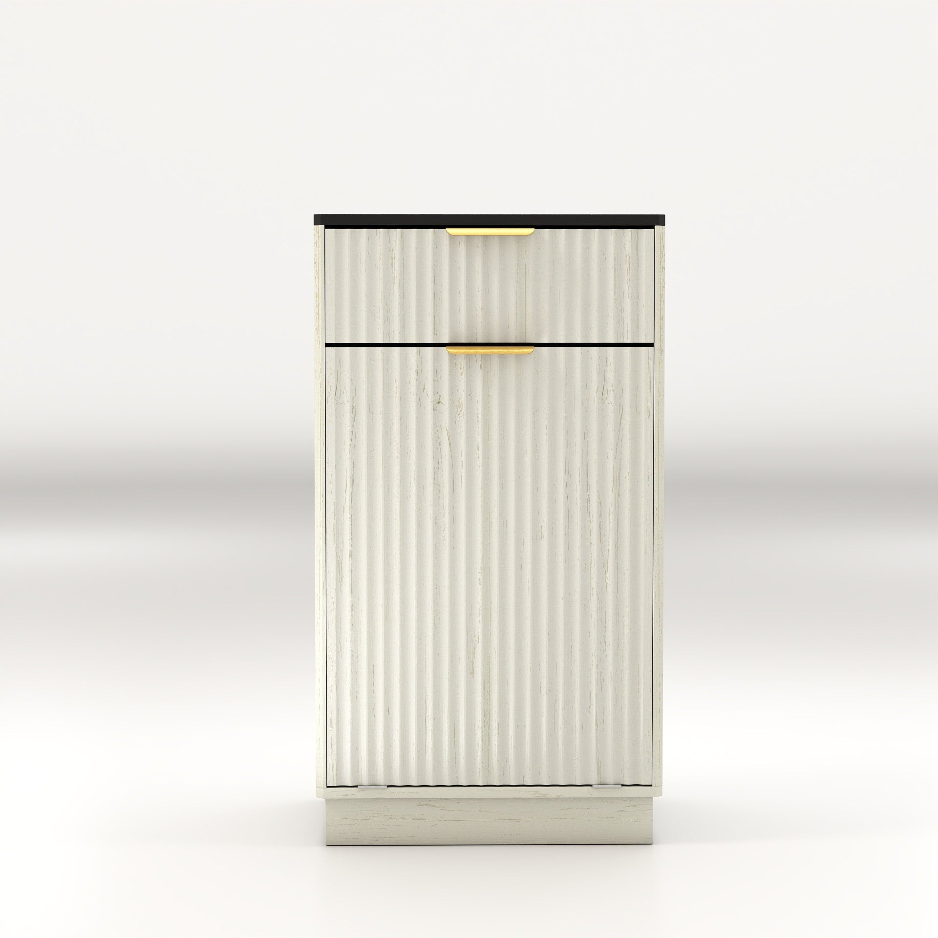 10 Gal Woodgrain Tilt Out Trash Cabinet With Hideaway Drawer Bin Ancient White