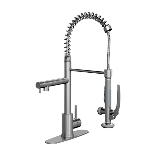 Commercial Single Handle Kitchen Sink Faucet Brushed Nickel