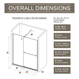 Glass Shower Door, 30 - 60 in.W x 72 in.H Shower Sliding Door Walk-in Shower