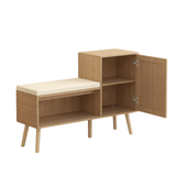 2-in-1 Shoe Storage Bench, PP Rattan Shoe Cabinet with 2 Adjustable Shelves