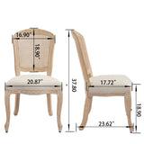 French Country Upholstered Dining Chairs Set of 2, Beige