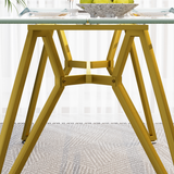 Rectangular Glass Dining Table Gold 71"
