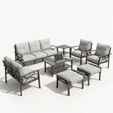 Outdoor Patio Set Steel 8 Piece Seats 9 Khaki Gray