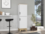 Rutherford 2-Door Pantry Cabinet Light Oak White
