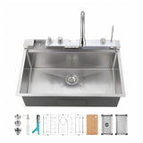 Stainless Steel Pull-Out Kitchen Sink 33" x 22" with Accessories