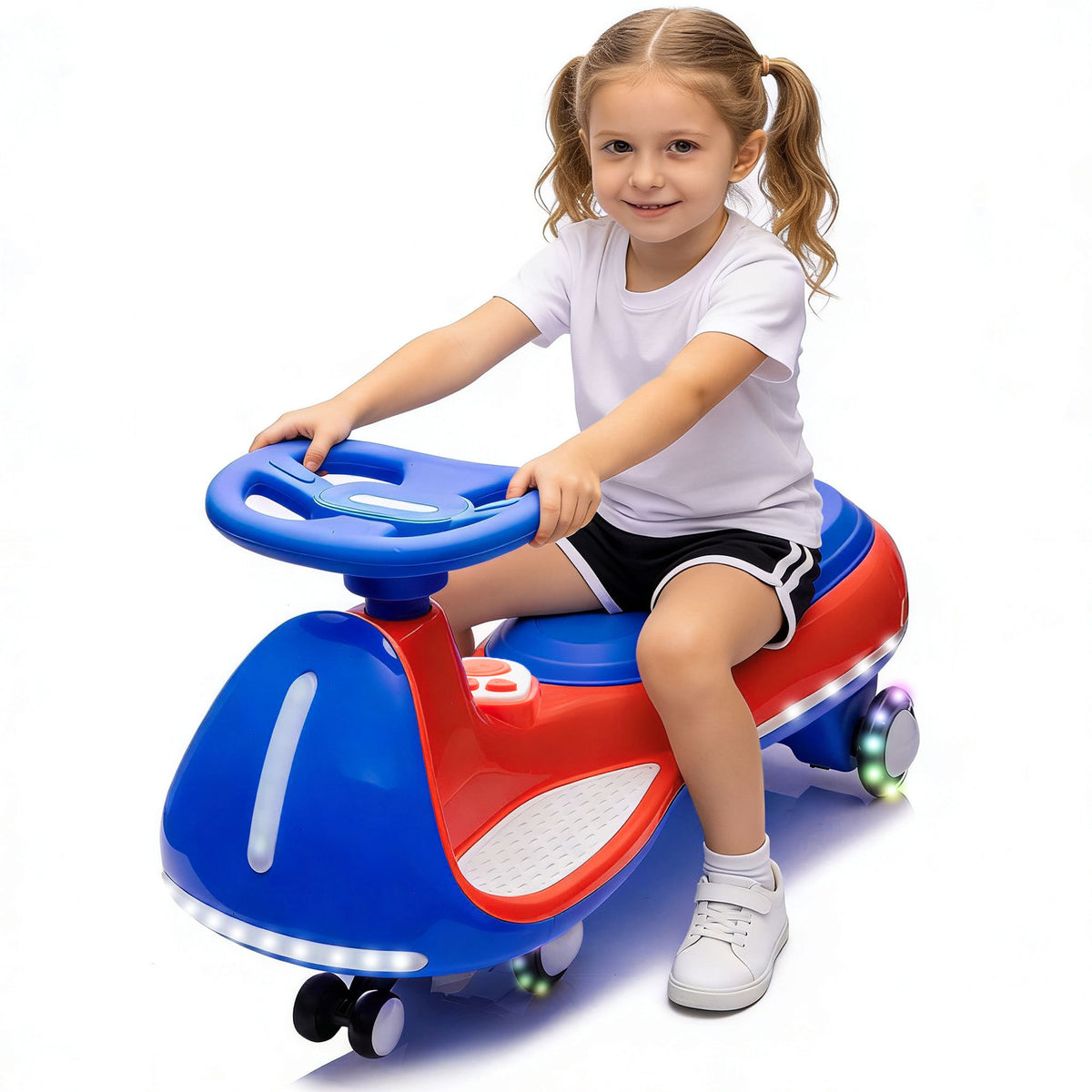 12V Kids ride on Electric Wiggle Car W/2-in-1 Smart Design,Controllable LED Ligh