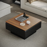 Square Engineered Wood Coffee Table with Storage Black/Brown