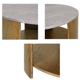 Round Coffee Table - Modern - Faux Marble Top - 36" with Shelf