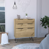 Augusta Dresser with Hairpin Legs, Three Drawers, Light Oak